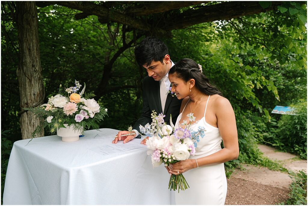 A groom signs his PA marriage license.