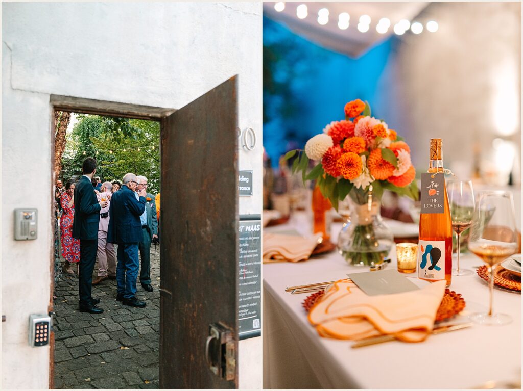 A doorway leads to the courtyard of a Philadelphia wedding venue.