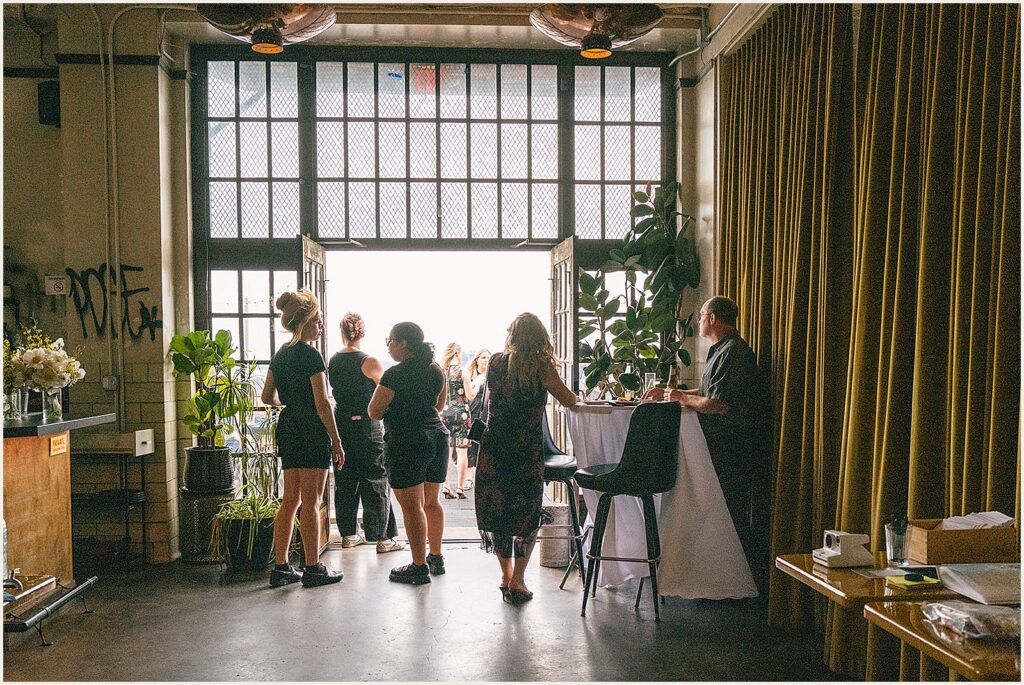 Wedding guests gather in Irwin's Philly.