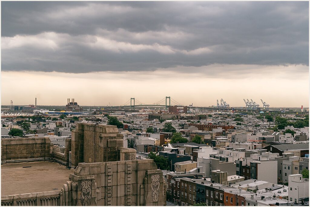 Dark clouds roll over Philadelphia.