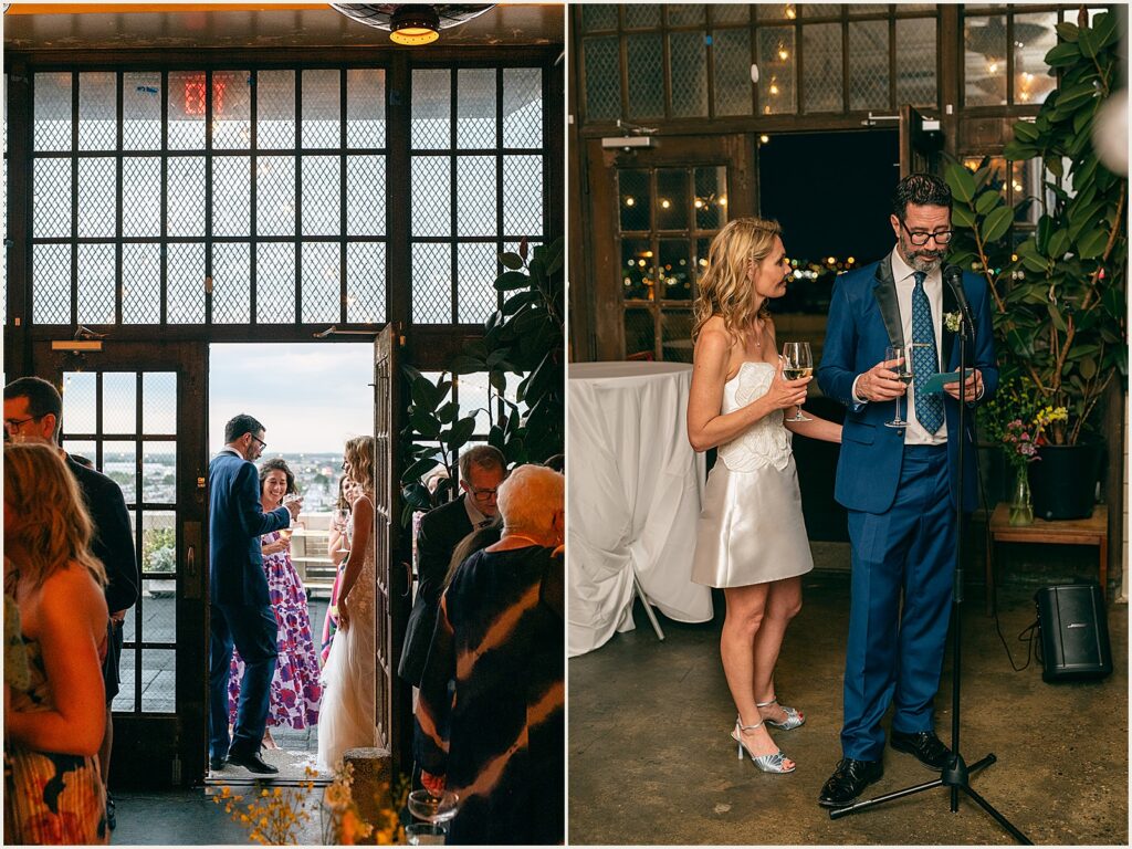 A groom gives a speech.