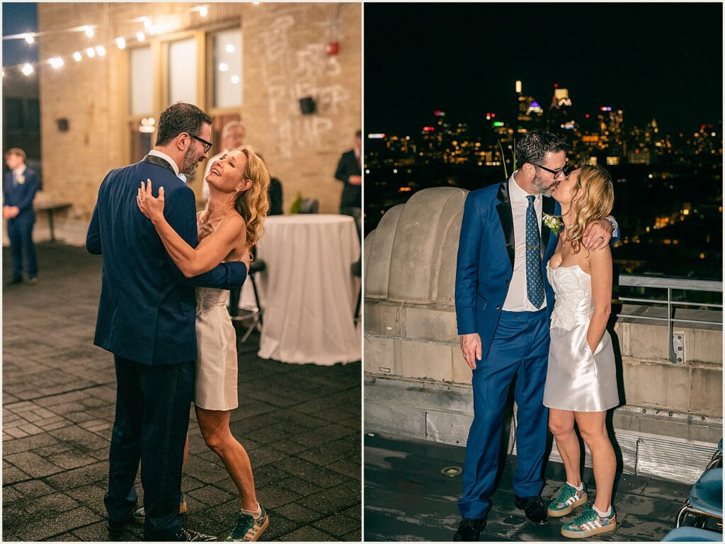 A bride and groom pose for a Philly wedding photographer.